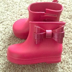 Mini Melissa Sugar Pink boots w/glitter bow